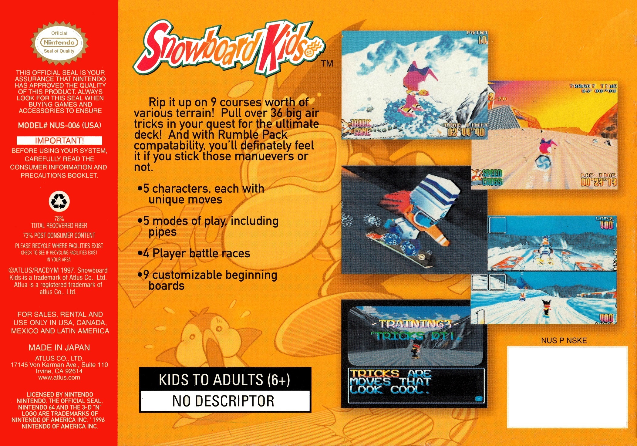 Snowboard Kids — Box back