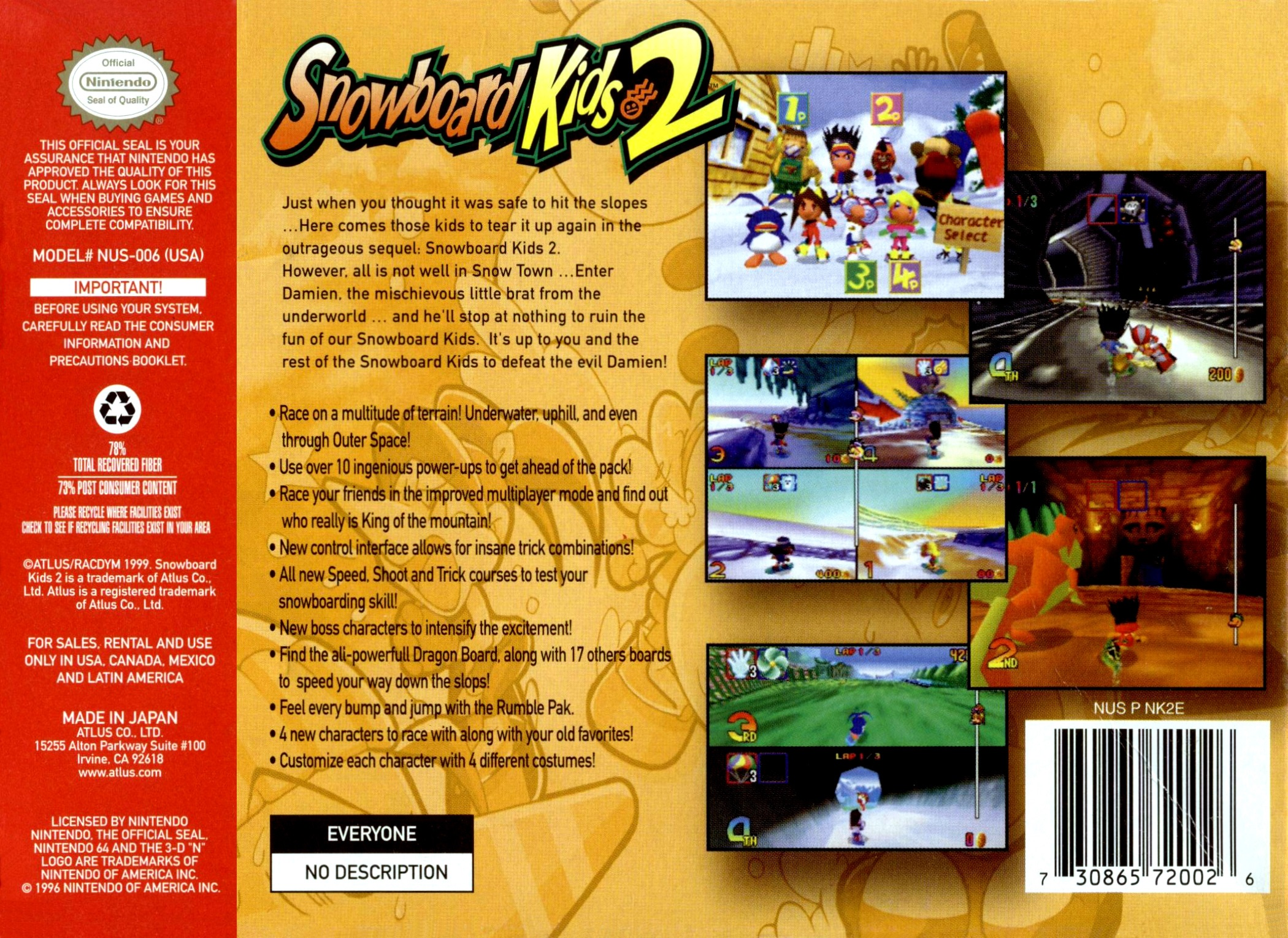 Snowboard Kids 2 — Box back