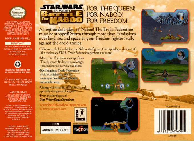 Star Wars : Episode I - Battle for Naboo — Box back