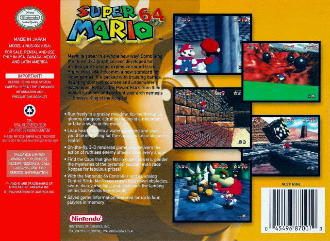 Super Mario 64 — Box back