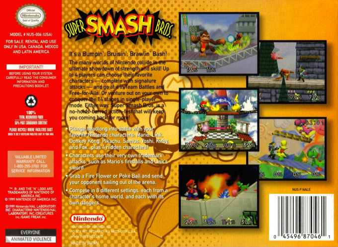 Super Smash Bros. — Box back