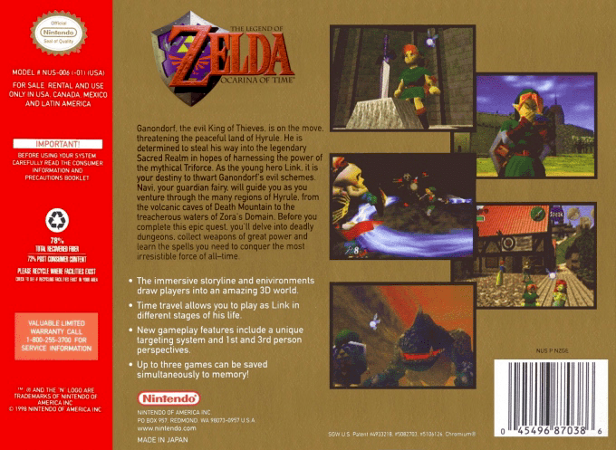 The Legend of Zelda : Ocarina of Time — Box back