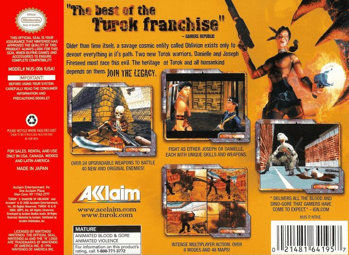 Turok 3 : Shadow of Oblivion — Box back