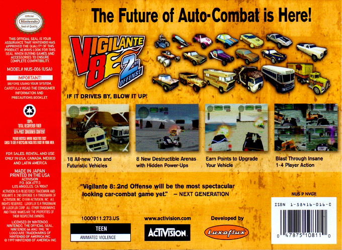 Vigilante 8 : 2nd Offense — Box back