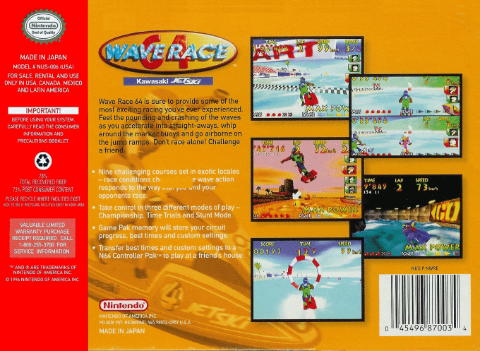 Wave Race 64 — Box back