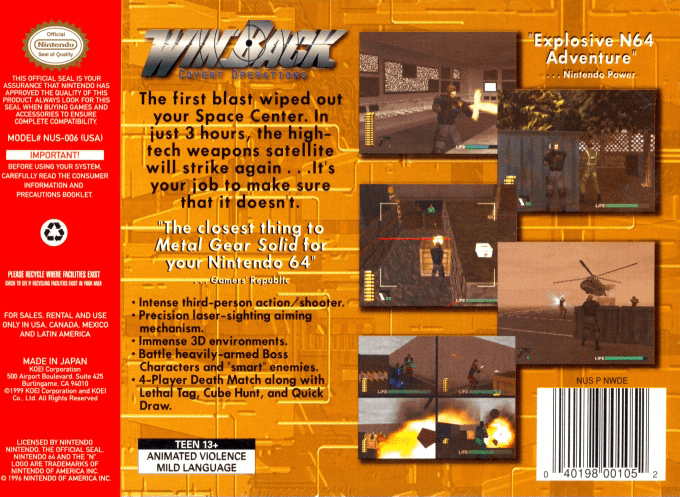 WinBack : Covert Operations — Box back
