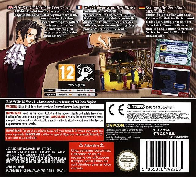 Ace Attorney Investigations : Miles Edgeworth — Box back