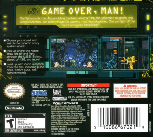 Aliens - Infestation — Box back