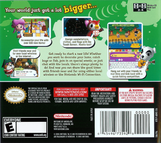 Animal Crossing : Wild World — Box back