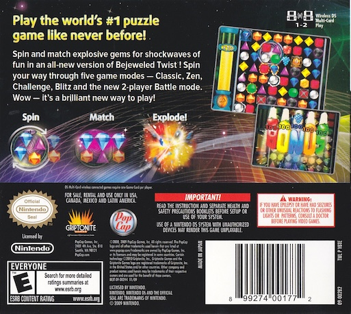 Bejeweled Twist — Box back