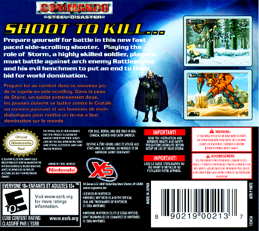 Commando : Steel Disaster — Box back