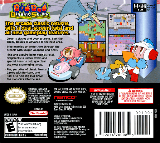 Dig Dug - Digging Strike — Box back