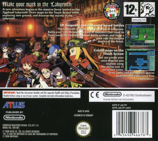 Etrian Odyssey — Box back