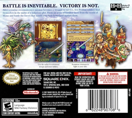 Heroes Of Mana — Box back
