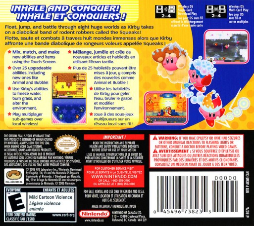 Kirby : Squeak Squad — Box back