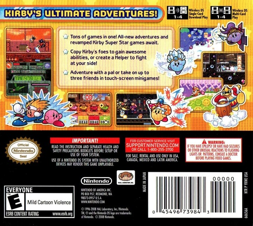 Kirby Super Star Ultra — Box back
