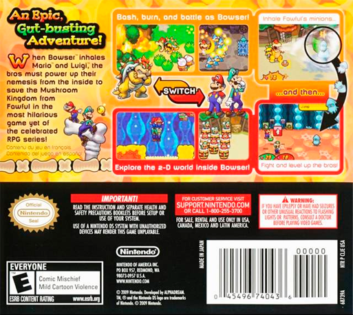 Mario & Luigi : Bowser's Inside Story — Box back