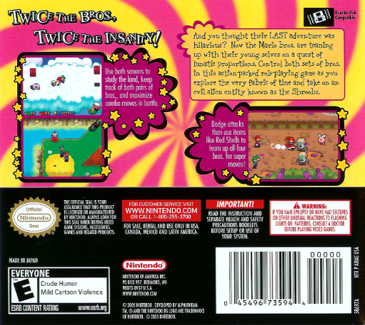 Mario & Luigi : Partners in Time — Box back
