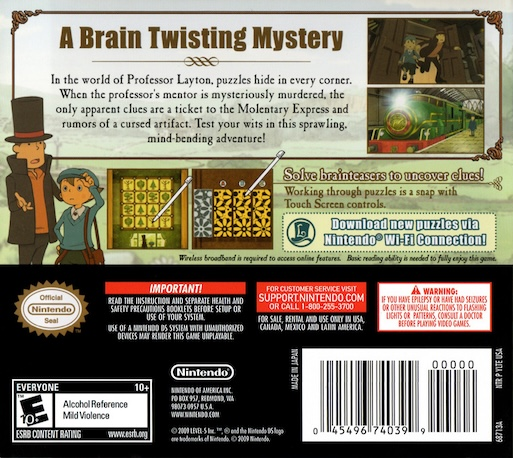 Professor Layton and the Diabolical Box — Box back