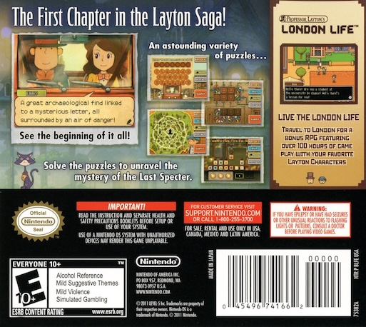 Professor Layton and the Last Specter — Box back