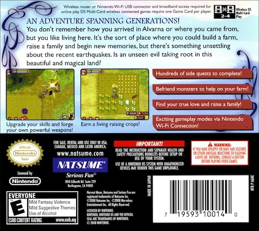 Rune Factory 2 - A Fantasy Harvest Moon — Box back