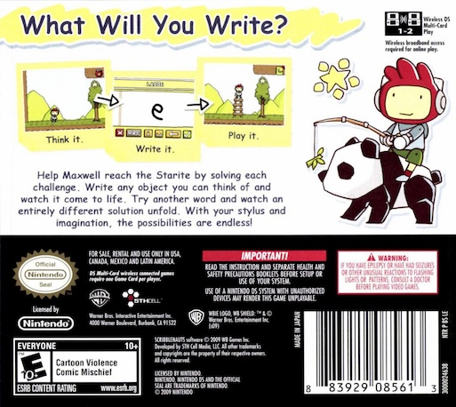Scribblenauts — Box back