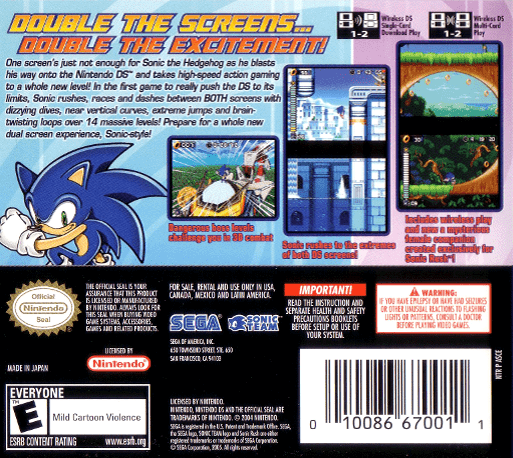 Sonic Rush — Box back
