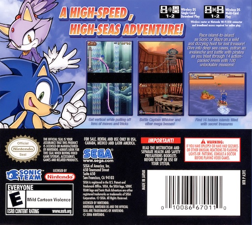 Sonic Rush Adventure — Box back