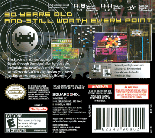 Space Invaders Extreme — Box back