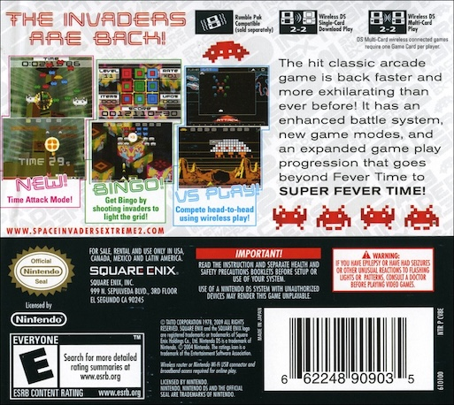 Space Invaders Extreme 2 — Box back