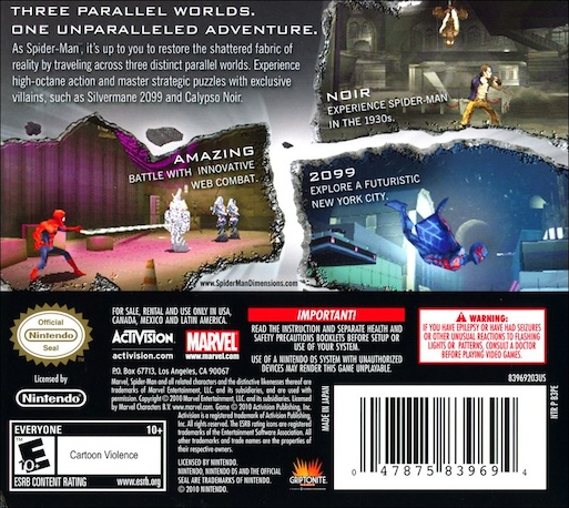 Spider-Man - Shattered Dimensions — Box back