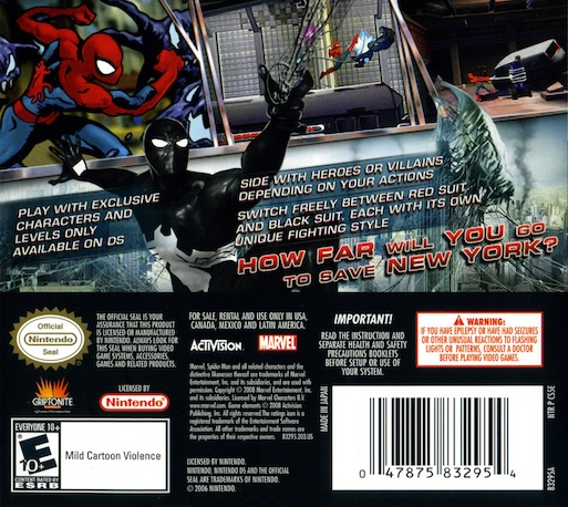 Spider-Man : Web of Shadows — Box back