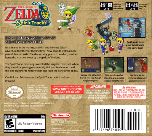 The Legend of Zelda : Spirit Tracks — Box back