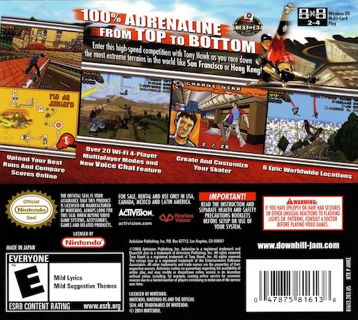 Tony Hawk's Downhill Jam — Box back