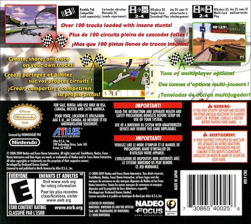 TrackMania DS — Box back