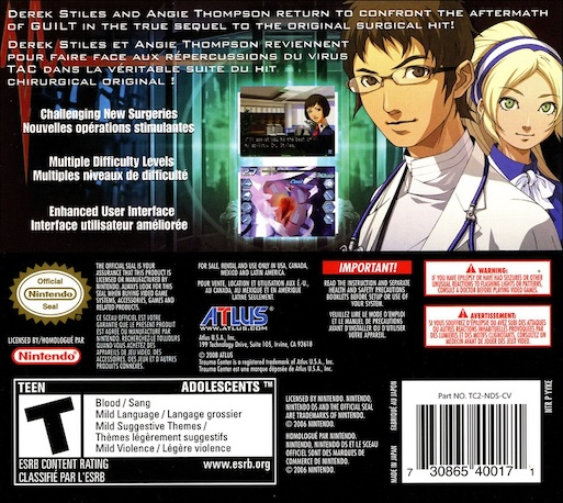 Trauma Center : Under the Knife 2 — Box back