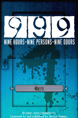 999 : Nine Hours Nine Persons Nine Doors — Title screen