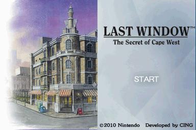 Last Window : The Secret of Cape West — Title screen