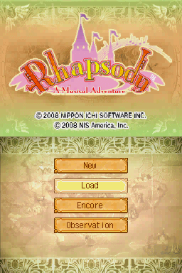 Rhapsody : A Musical Adventure — Title screen