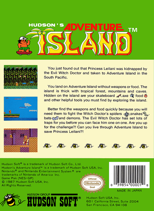 Adventure Island — Box back