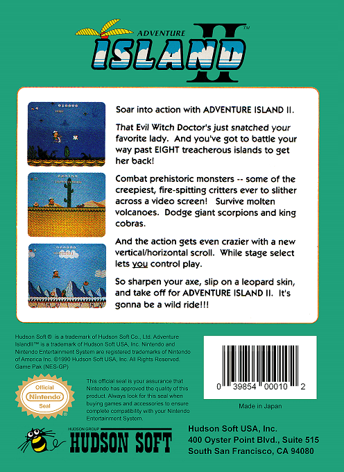 Adventure Island II — Box back