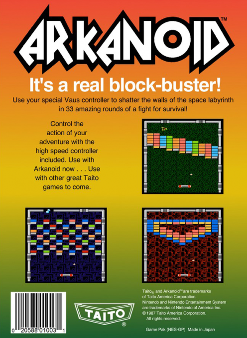 Arkanoid — Box back