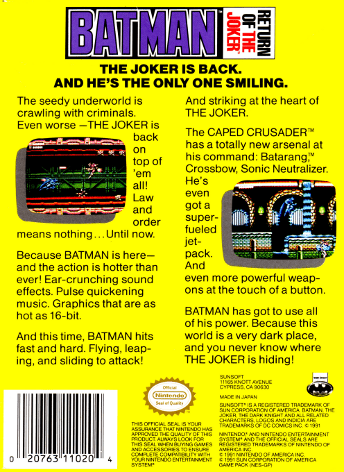 Batman : Return of the Joker — Box back