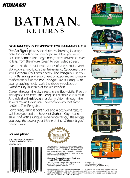 Batman Returns — Box back