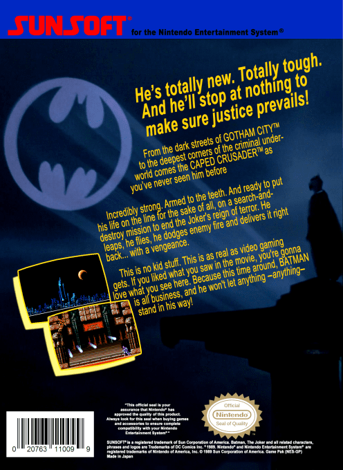 Batman : The Video Game — Box back