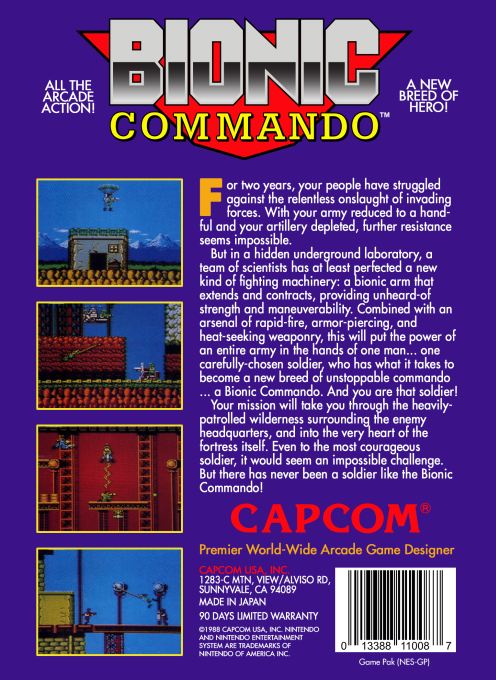 Bionic Commando — Box back