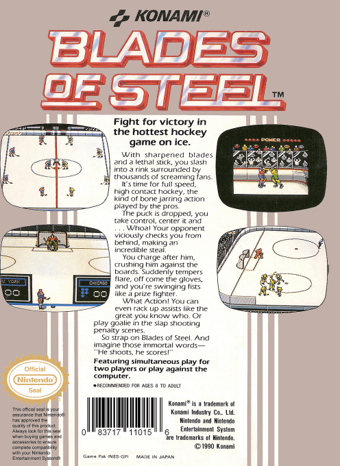 Blades of Steel — Box back