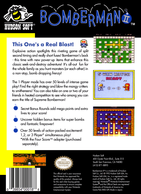 Bomberman II — Box back