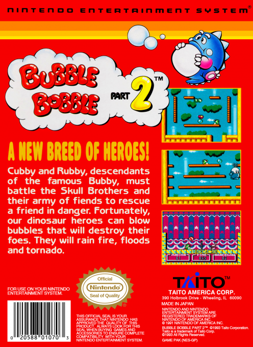 Bubble Bobble Part 2 — Box back