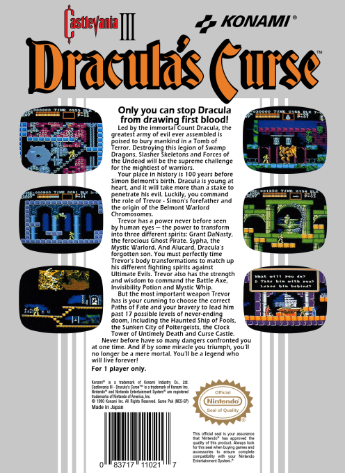 Castlevania III : Dracula's Curse — Box back